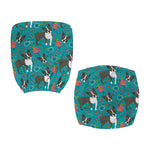Cartoon Boston Terrier Flower Print Office Chair Cover