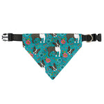 Cartoon Boston Terrier Flower Print Over The Collar Dog Bandana