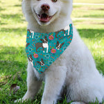 Cartoon Boston Terrier Flower Print Over The Collar Dog Bandana