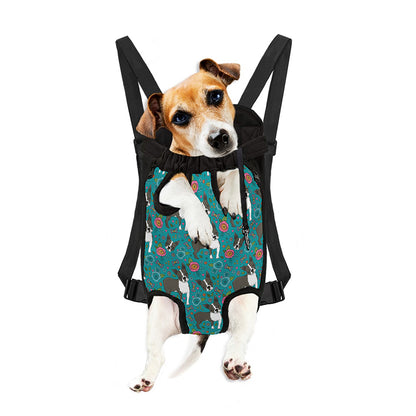 Cartoon Boston Terrier Flower Print Pet Carrier Backpack