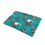 Cartoon Boston Terrier Flower Print Pet Cooling Mat Cover