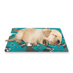 Cartoon Boston Terrier Flower Print Pet Cooling Mat Cover