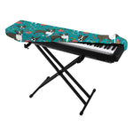 Cartoon Boston Terrier Flower Print Piano Keyboard Cover