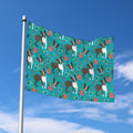 Cartoon Boston Terrier Flower Print Polyester Flag