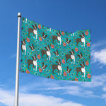 Cartoon Boston Terrier Flower Print Polyester Flag