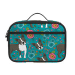 Cartoon Boston Terrier Flower Print Portable Lunch Bag
