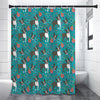 Cartoon Boston Terrier Flower Print Premium Shower Curtain