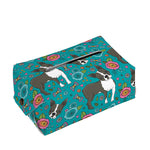 Cartoon Boston Terrier Flower Print Rectangle Tissue Box Cover