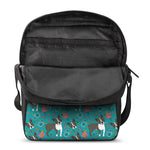 Cartoon Boston Terrier Flower Print Rectangular Crossbody Bag