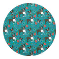 Cartoon Boston Terrier Flower Print Round Blanket