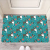 Cartoon Boston Terrier Flower Print Rubber Doormat