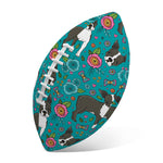 Cartoon Boston Terrier Flower Print Rugby Ball