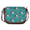 Cartoon Boston Terrier Flower Print Saddle Bag