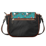 Cartoon Boston Terrier Flower Print Saddle Bag