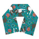 Cartoon Boston Terrier Flower Print Scarf