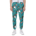 Cartoon Boston Terrier Flower Print Joggers