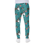 Cartoon Boston Terrier Flower Print Scuba Joggers