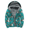 Cartoon Boston Terrier Flower Print Sherpa Lined Zip Up Hoodie