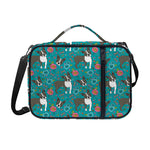 Cartoon Boston Terrier Flower Print Shoulder Strap Bible Bag