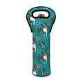 Cartoon Boston Terrier Flower Print Single Neoprene Wine Tote