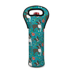 Cartoon Boston Terrier Flower Print Single Neoprene Wine Tote
