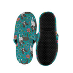 Cartoon Boston Terrier Flower Print Slippers