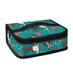 Cartoon Boston Terrier Flower Print Small Lunch Bag