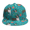 Cartoon Boston Terrier Flower Print Snapback Cap