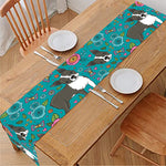 Cartoon Boston Terrier Flower Print Table Runner