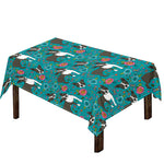 Cartoon Boston Terrier Flower Print Tablecloth