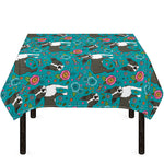 Cartoon Boston Terrier Flower Print Tablecloth