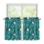 Cartoon Boston Terrier Flower Print Tier Curtains