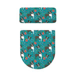 Cartoon Boston Terrier Flower Print Toilet Lid And Tank Cover Set