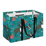 Cartoon Boston Terrier Flower Print Utility Tote Bag