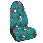 Cartoon Boston Terrier Flower Print Waterproof Car Seat Cover