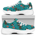 Cartoon Boston Terrier Flower Print White Chunky Shoes
