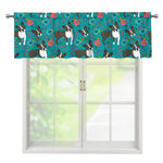Cartoon Boston Terrier Flower Print Window Valance