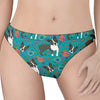 Cartoon Boston Terrier Flower Print Women's Thong