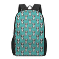 Cartoon Boston Terrier Pattern Print 17 Inch Backpack