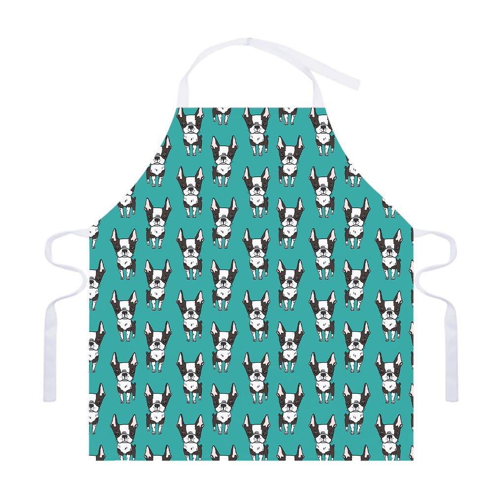 Cartoon Boston Terrier Pattern Print Adjustable Apron