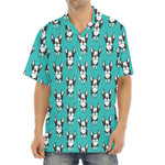 Cartoon Boston Terrier Pattern Print Aloha Shirt
