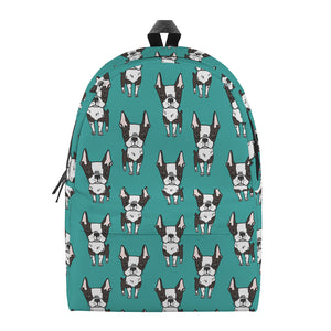 Cartoon Boston Terrier Pattern Print Backpack