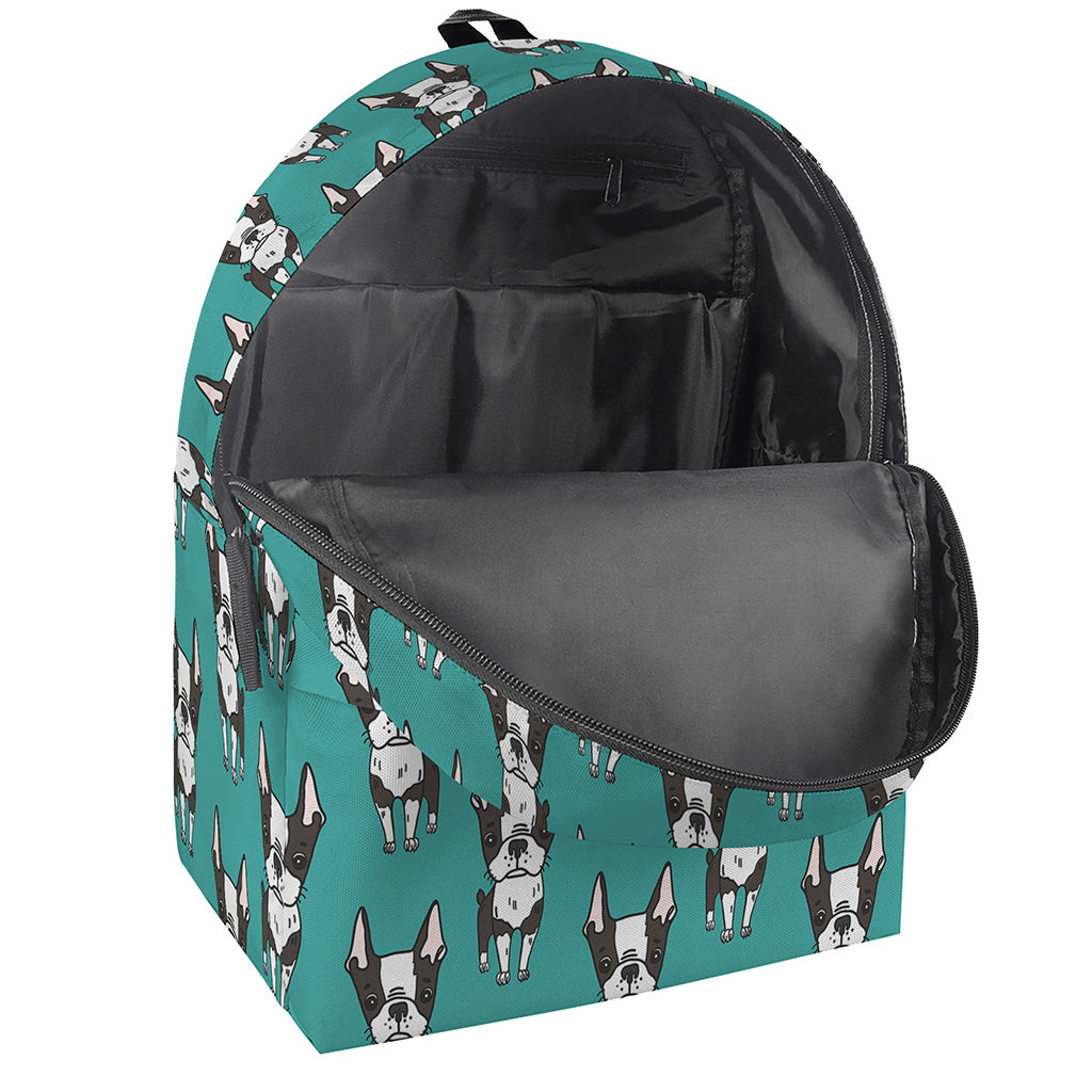 Cartoon Boston Terrier Pattern Print Backpack