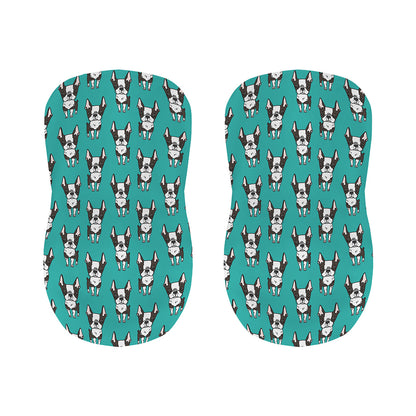 Cartoon Boston Terrier Pattern Print Bar Stool Covers