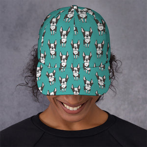 Cartoon Boston Terrier Pattern Print Baseball Cap