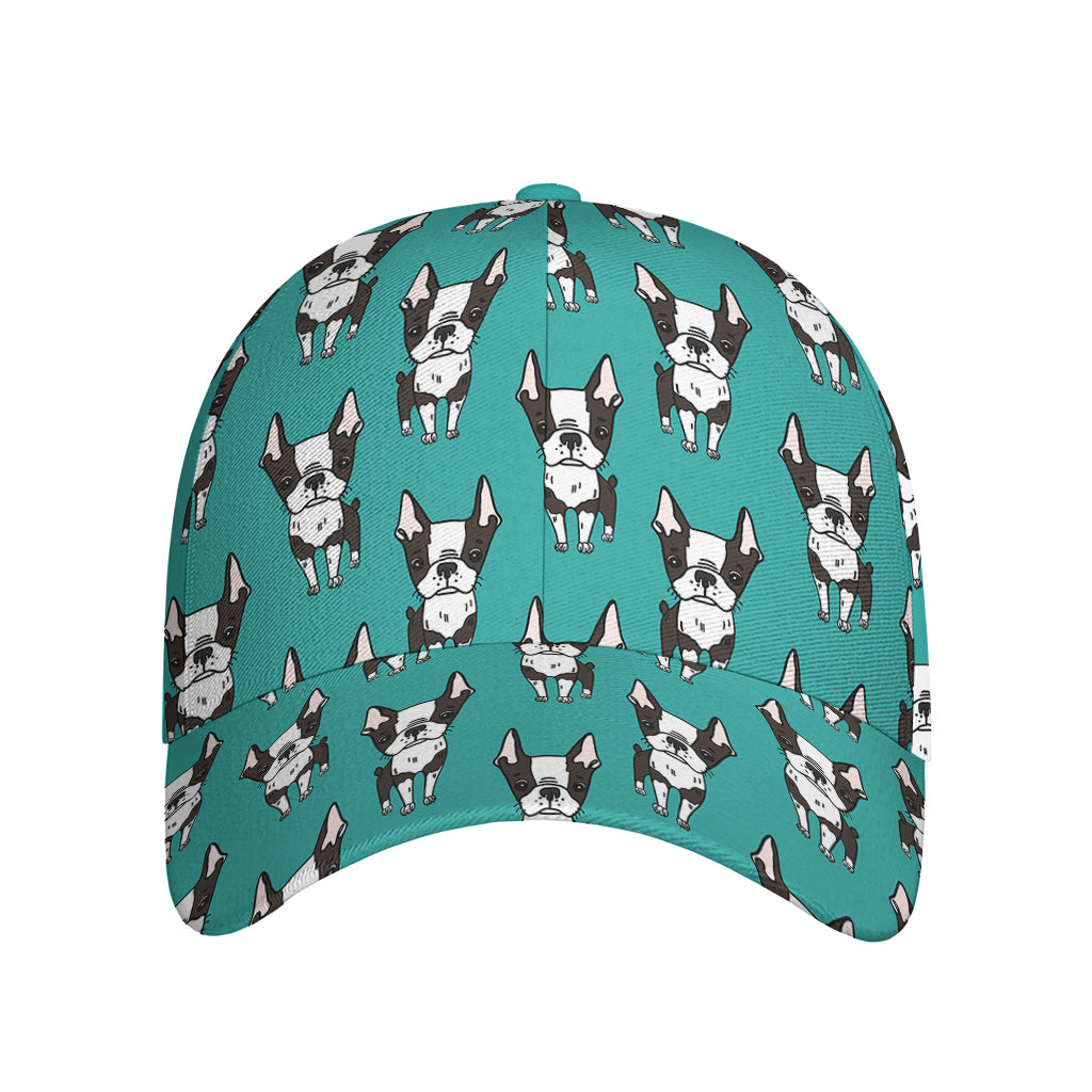 Cartoon Boston Terrier Pattern Print Baseball Cap