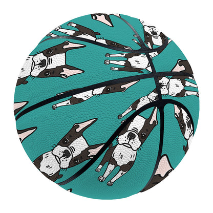 Cartoon Boston Terrier Pattern Print Basketball