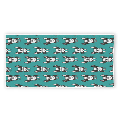 Cartoon Boston Terrier Pattern Print Beach Towel