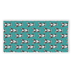 Cartoon Boston Terrier Pattern Print Beach Towel