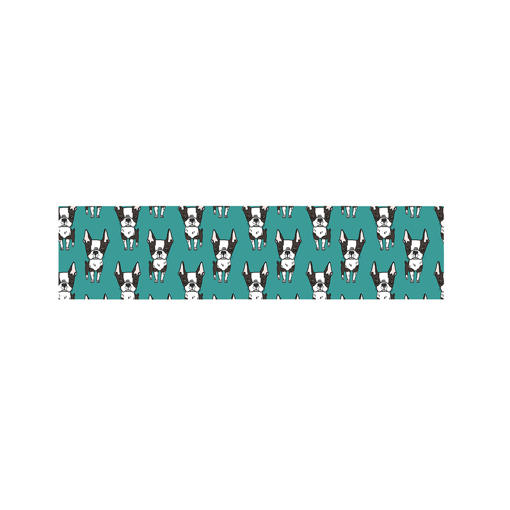 Cartoon Boston Terrier Pattern Print Bed Runner